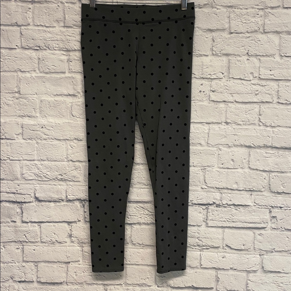 Aerie Charcoal Gray with Black Polka Dots Mid-Rise Leggings Size M